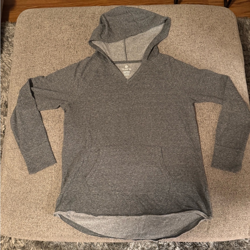 SO Gray Hooded Long Sleeve Top
